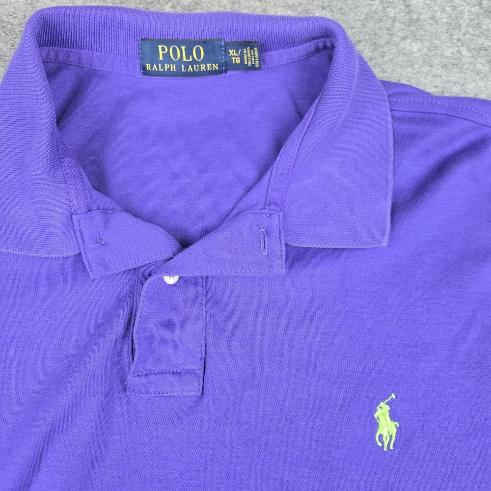 Polo Ralph Lauren Polo Shirt Men's XL Purple Soft Cotton Neon Green Pony Preppy